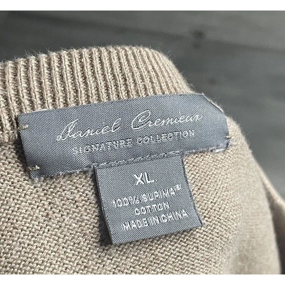 Daniel Cremieux Signature Pullover Sweater Men XL Tan Supima Cotton Classic